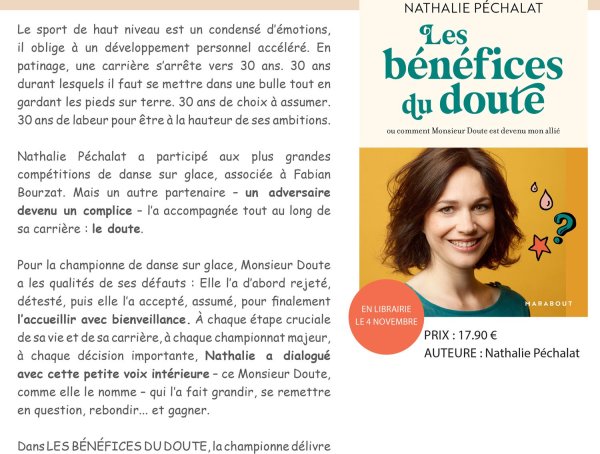 "Les bénéfices du doutes" Nathalie Péchalat Ed. Marabout
